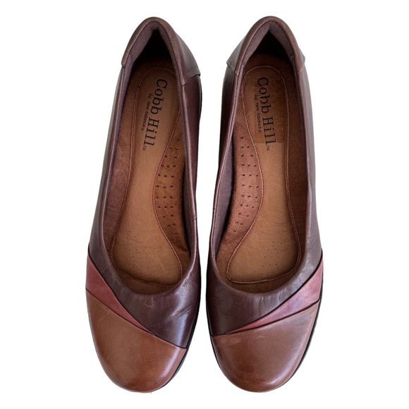 Cobb Hill by New Balance Shoes - Cobb Hill by New Balance Darcy Womens Size 10W Brown Leather Comfort Wedge Heels